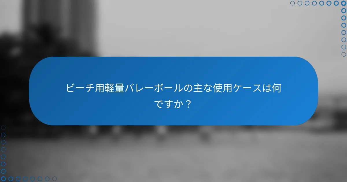 ビーチ用軽量バレーボールの主な使用ケースは何ですか?