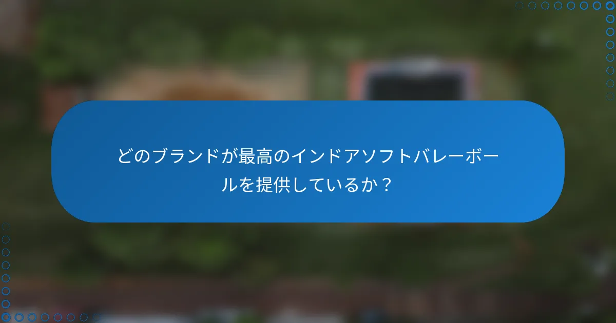 どのブランドが最高のインドアソフトバレーボールを提供しているか？