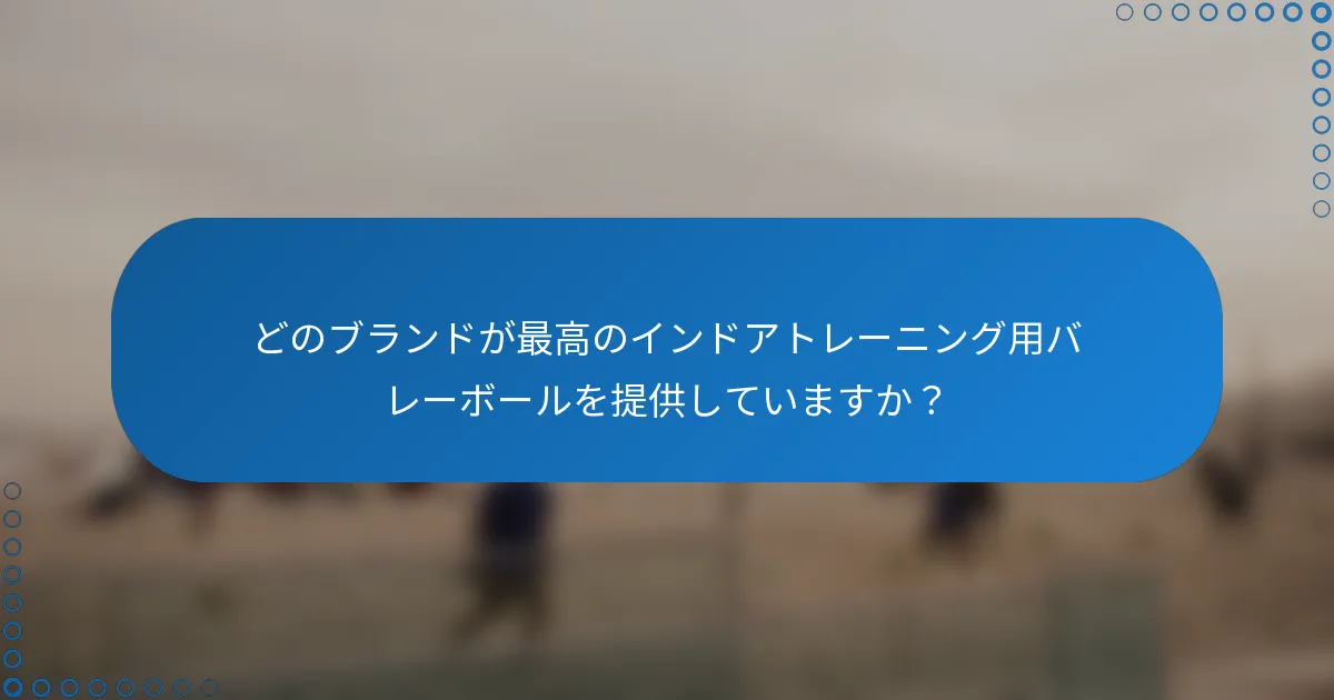 どのブランドが最高のインドアトレーニング用バレーボールを提供していますか？