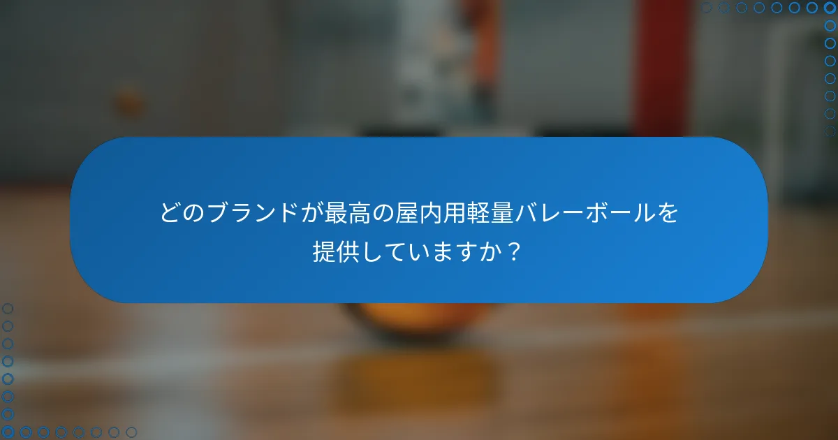 どのブランドが最高の屋内用軽量バレーボールを提供していますか？
