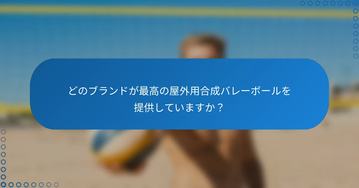 どのブランドが最高の屋外用合成バレーボールを提供していますか？