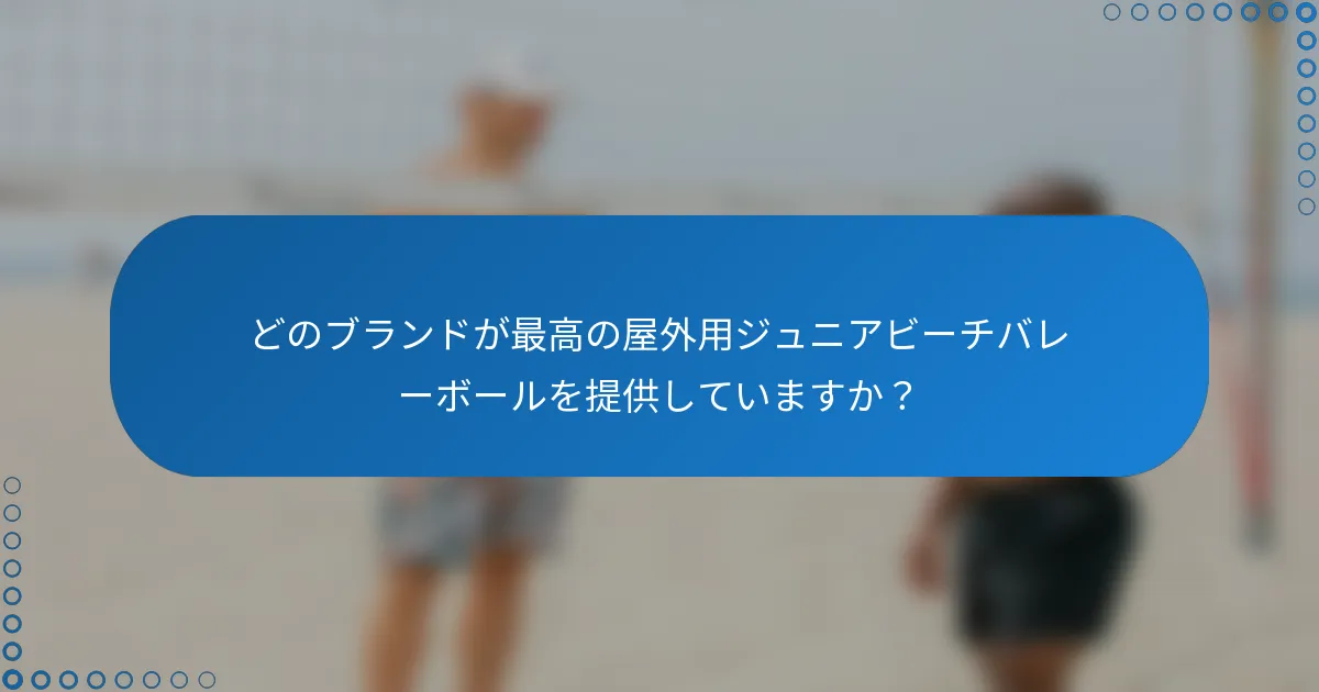 どのブランドが最高の屋外用ジュニアビーチバレーボールを提供していますか？