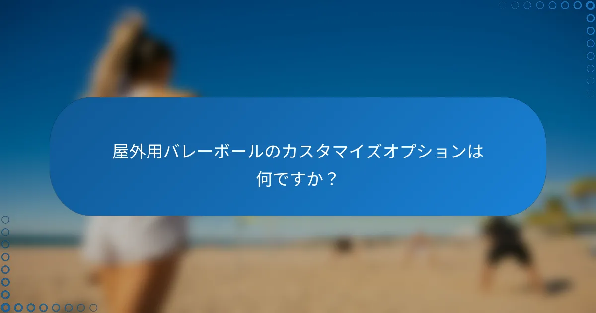 屋外用バレーボールのカスタマイズオプションは何ですか？