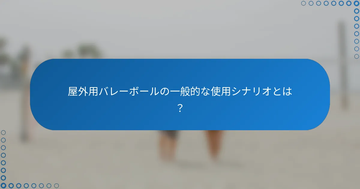 屋外用バレーボールの一般的な使用シナリオとは？