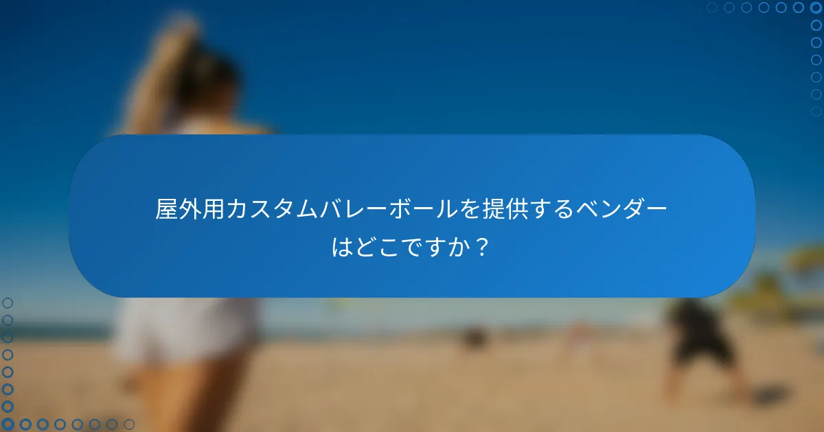 屋外用カスタムバレーボールを提供するベンダーはどこですか？